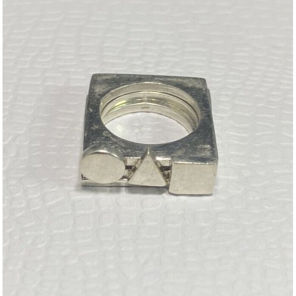 Vintage Mid Century Modern Stack Ring Geometric Modernist Size 6 - Picture 5 of 8